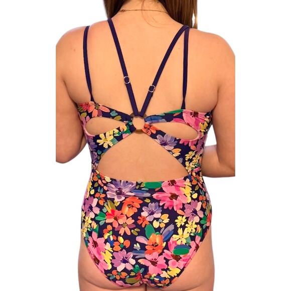 NEW Cupshe SWIMSUIT Women's LG 1PC  V-Neck Tummy Control ADJ Straps Back O-Ring - Picture 5 of 14